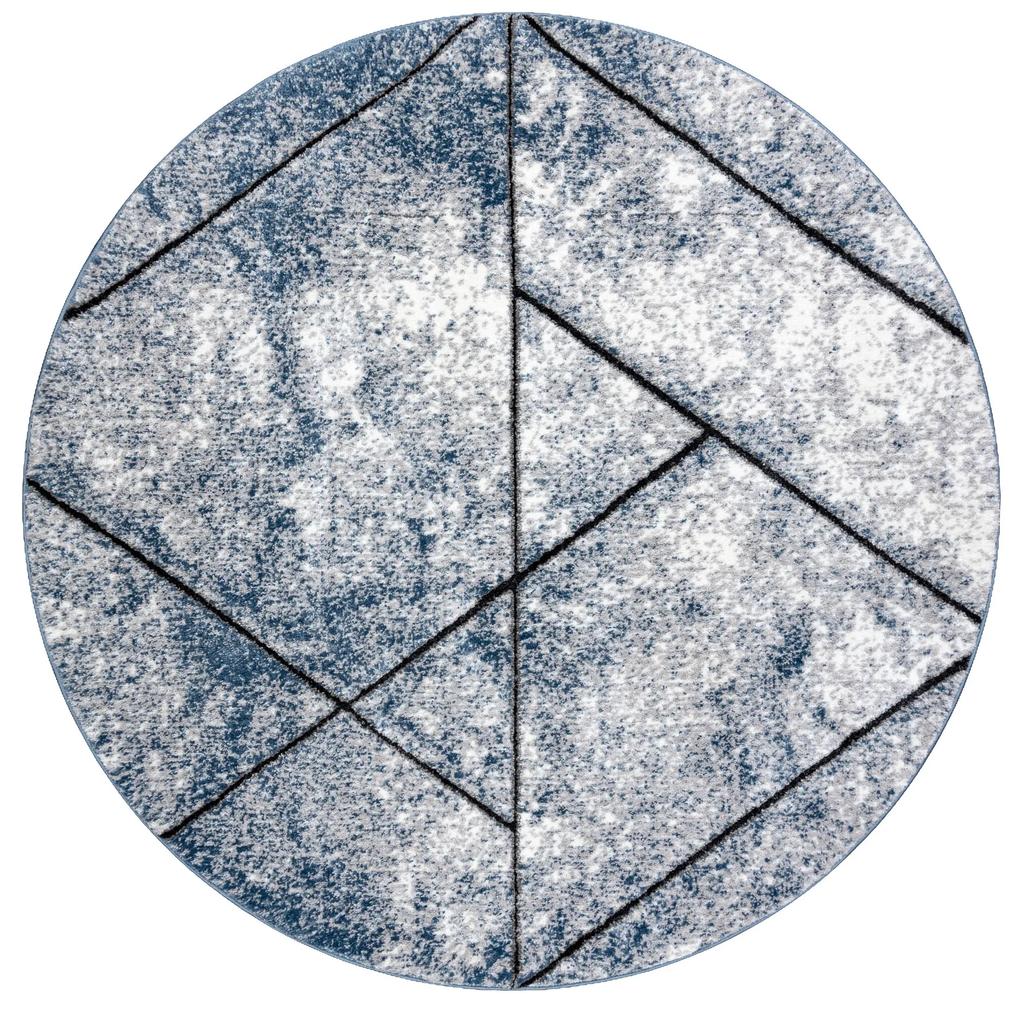 Σύγχρονο χαλί COZY 8872 Κύκλος Τοίχος, γεωμετρική, τρίγωνα - δομική δύο επίπεδα μαλλιού, μπλε