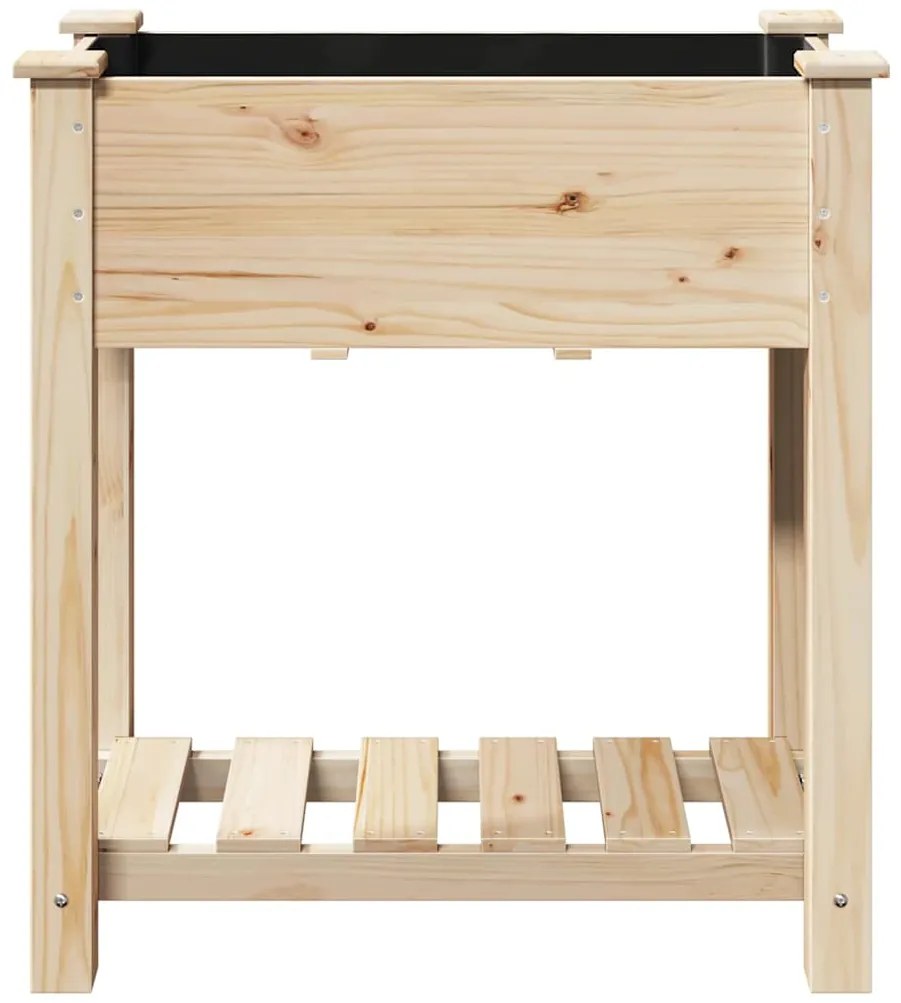 vidaXL Γλάστρα Κήπου με ράφι Μπεζ 71 x 37 x 76.5 εκ Στερεό ξύλο έλατου