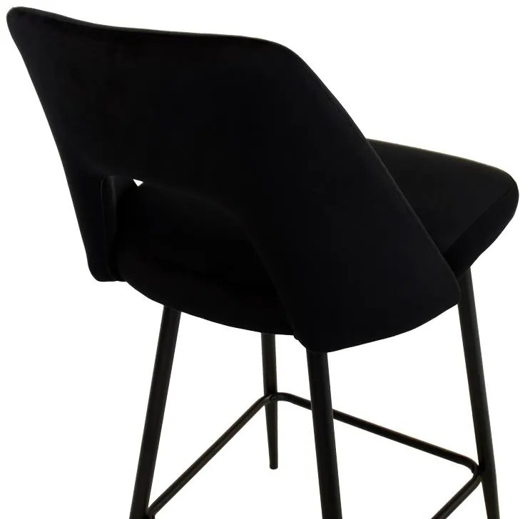 Σκαμπό μπαρ Murde μαύρο βελούδο ύφασμα και μεταλλικά μαύρα πόδια 47x52x96εκ. 2αδα 47x52x96 εκ.