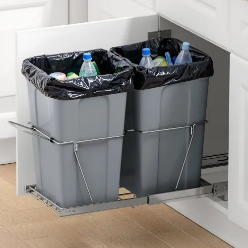 VEVOR Double Pullout Waste Container Under Cabinet Kitchen Bin Trash Can