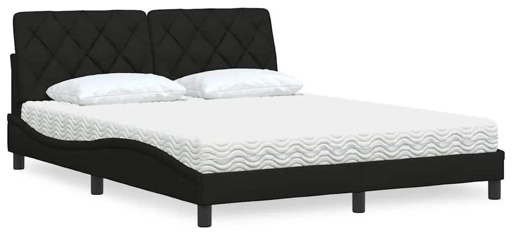 vidaXL Κρεβάτι με Στρώμα Μαύρο 160x200 εκ. Υφασμάτινο