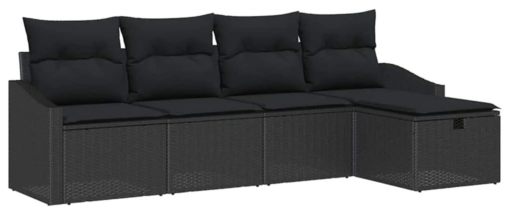 vidaXL Σετ Καναπέ Κήπου με μαξιλάρι 5 pcs Μαύρο Πολυ ράταν