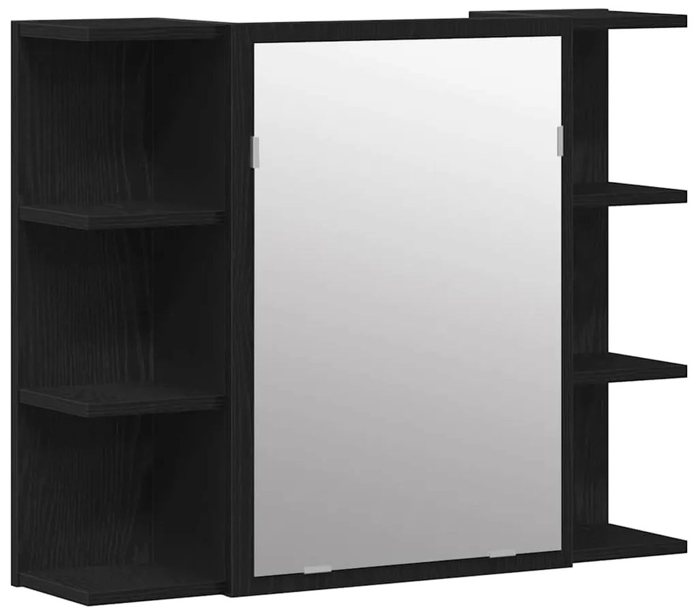 vidaXL Σετ Επίπλων Μπάνιου με ράφι 3 pcs Μαύρο 30 x 30 x 179.5 εκ