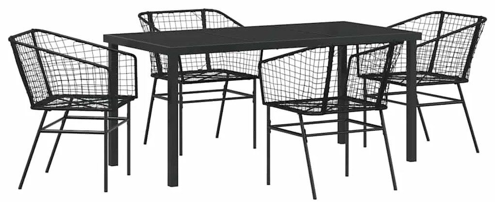 vidaXL Σέτ φαγητού για κήπο 5 pcs Μαύρο συνθετικό ρατάν