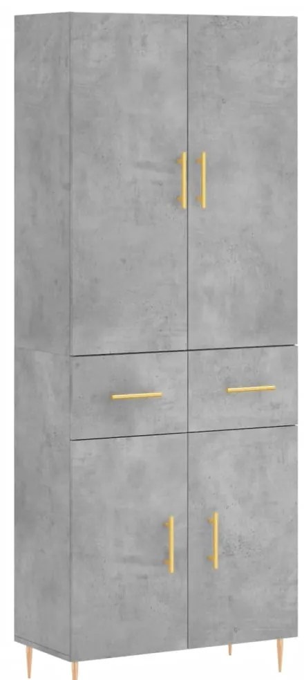 vidaXL Ντουλάπι Γκρι Σκυροδέματος 69,5x34x180 εκ. Επεξεργασμένο Ξύλο