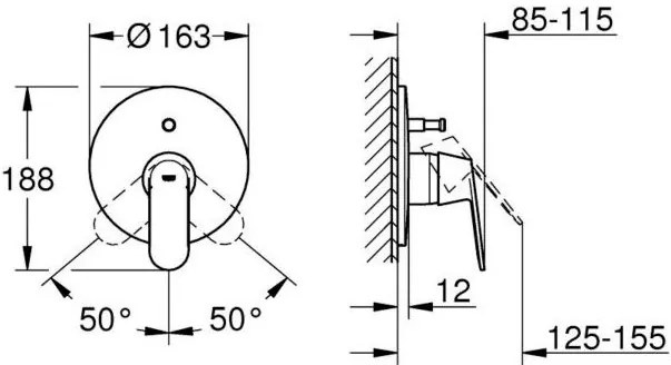 Εξωτερικό μέρος μπαταρίας μπάνιου Grohe Eurocosmo