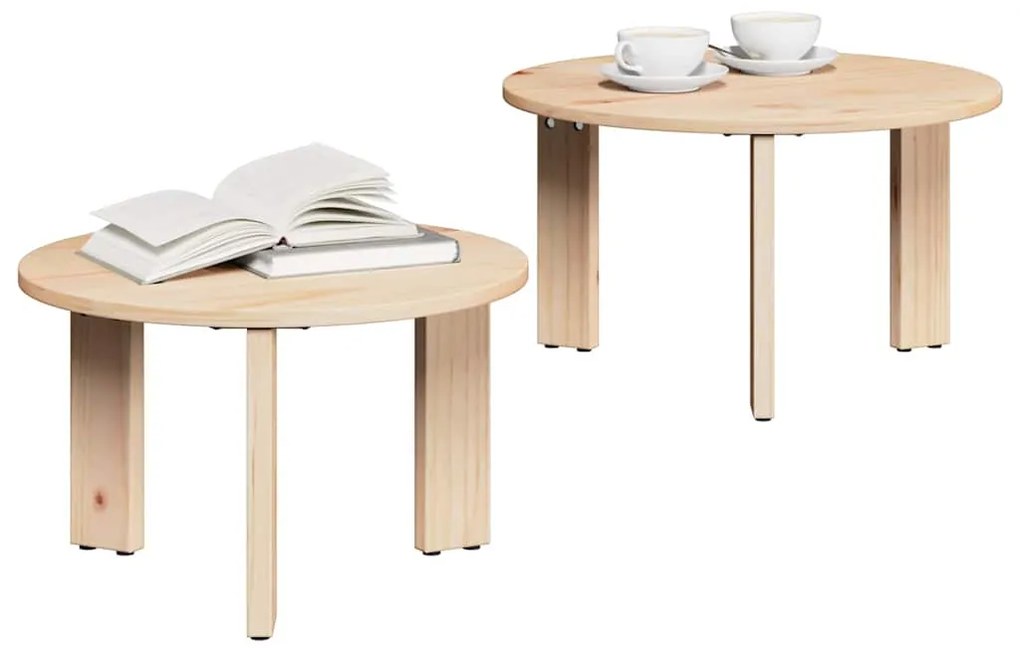 vidaXL Τραπεζάκι σαλονιού 2 pcs Φυσικό 47.5 x 47.5 x 27 εκ.