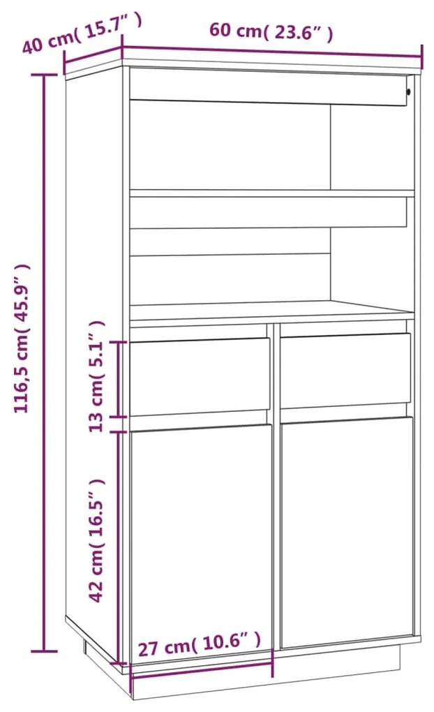 ΝΤΟΥΛΑΠΙ ΨΗΛΟ ΓΚΡΙ 60X40X116,5 ΕΚ. ΑΠΟ ΜΑΣΙΦ ΞΥΛΟ ΠΕΥΚΟΥ 814536