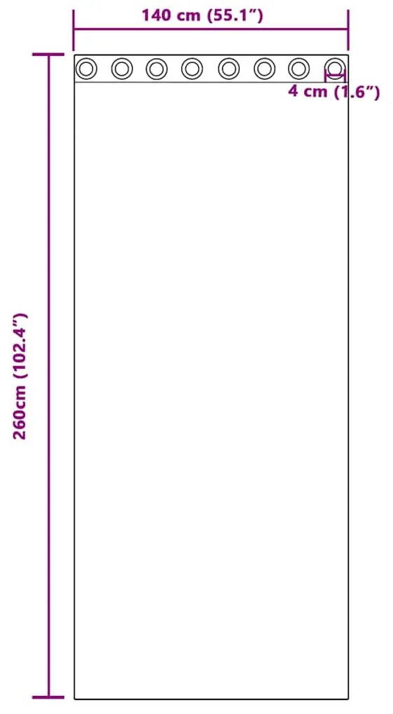 vidaXL Κουρτίνες Μαύρης Ύφανσης με Δαχτυλίδια 2 pcs Μοβ 260 x 140 εκ.