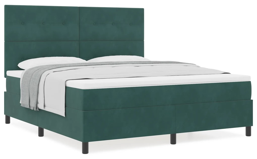 vidaXL Κρεβάτι με ελατήρια Σκούρο πράσινο 180 x 200 cm Βελούδο