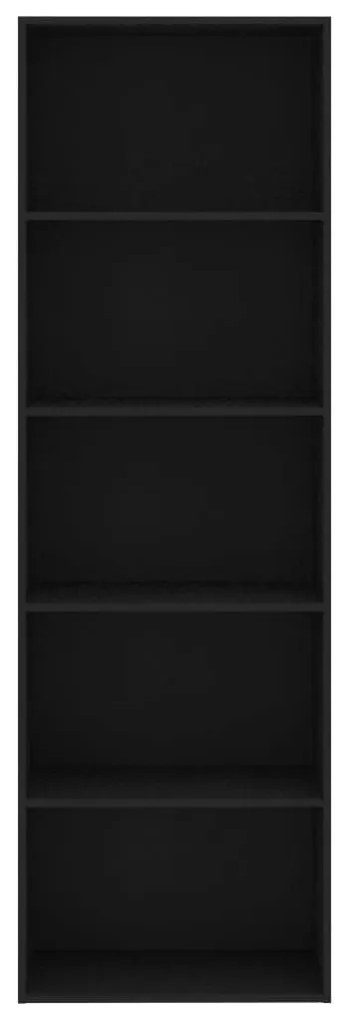 Βιβλιοθήκη με 5 Ράφια Μαύρη 60 x 30 x 189 εκ. από Μοριοσανίδα - Μαύρο