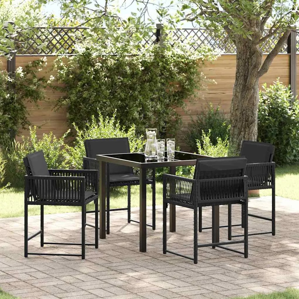 vidaXL Σέτ φαγητού για κήπο 5 pcs Μαύρο συνθετικό ρατάν