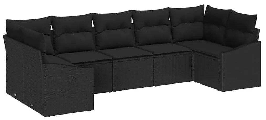vidaXL Σετ Καναπέ Κήπου 7 pcs Μαύρο Πολυ ράταν