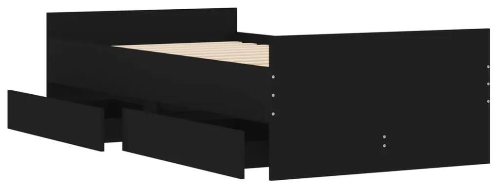 Πλαίσιο Κρεβατιού με Συρτάρια Μαύρο 90x200 εκ - Μαύρο