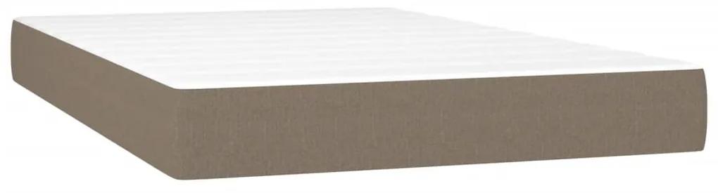 Κρεβάτι Boxspring με Στρώμα &amp; LED Taupe 120x200 εκ. Υφασμάτινο - Μπεζ-Γκρι