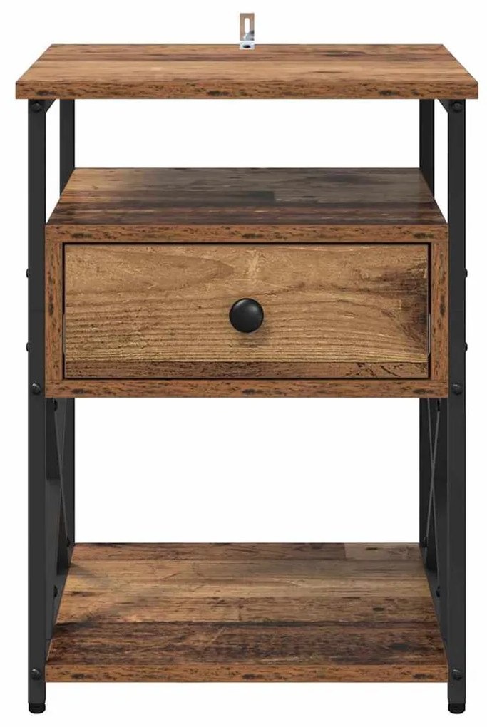 vidaXL Κομοδίνο Παλιό ξύλο 40 x 42 x 55 εκ Επεξεργασμένο ξύλο