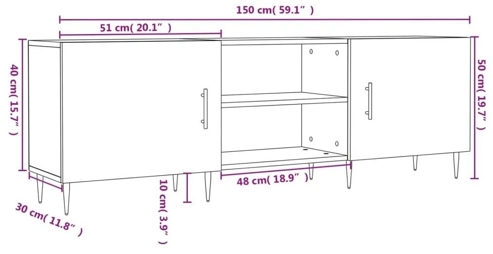 Έπιπλο Τηλεόρασης Sonoma Δρυς 150x30x50 εκ. Επεξεργασμένο Ξύλο - Καφέ