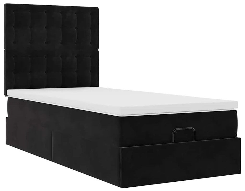 Οθωμανικό κρεβάτι με στρώματα &amp; LEDs Μαύρο 80x200cm Velvet 3314428
