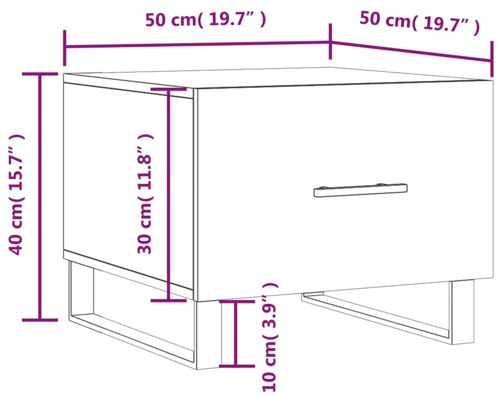 Τραπεζάκια Σαλονιού 2 τεμ Καπνιστή Oak 50x50x40 εκ Επεξ. Ξύλο - Καφέ