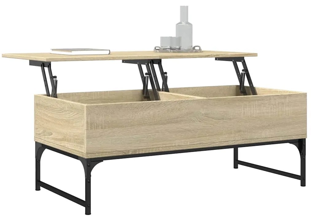 vidaXL Τραπεζάκι Σαλονιού Sonoma Δρυς 100x50x40 εκ. Επ. Ξύλο & Μέταλλο