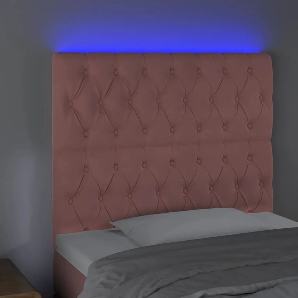 Κεφαλάρι Κρεβατιού LED Ροζ 100x7x118/128 εκ. Βελούδινο 3122807