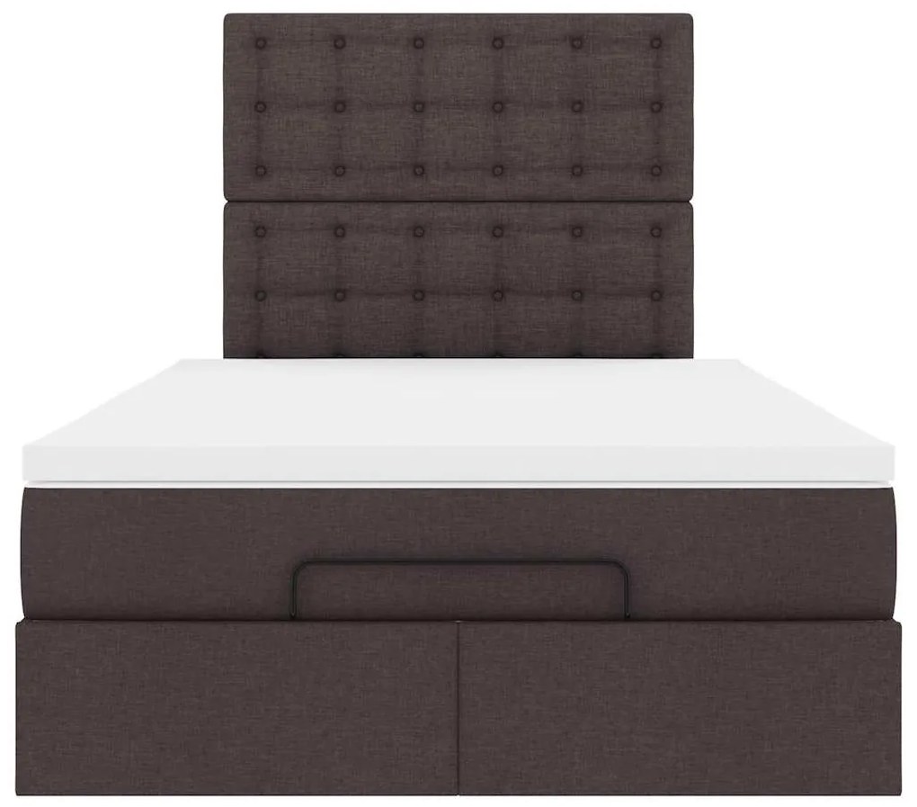 Οθωμανικό κρεβάτι με στρώμα & LEDs Σκούρο καφέ 120x190cm ύφασμα 3314158