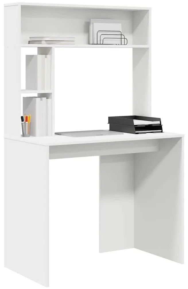 vidaXL Γραφείο με ράφι Λευκό 91 x 50 x 149 εκ Επεξεργασμένο ξύλο