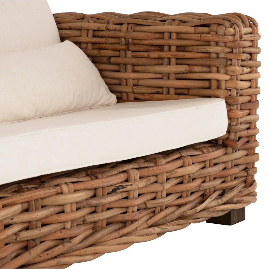 Σετ κήπου Σαλόνι TROPEL 4 τεμ Ξύλο Μαόνι με Φυσικό Rattan &amp; Λευκά Μαξιλάρια