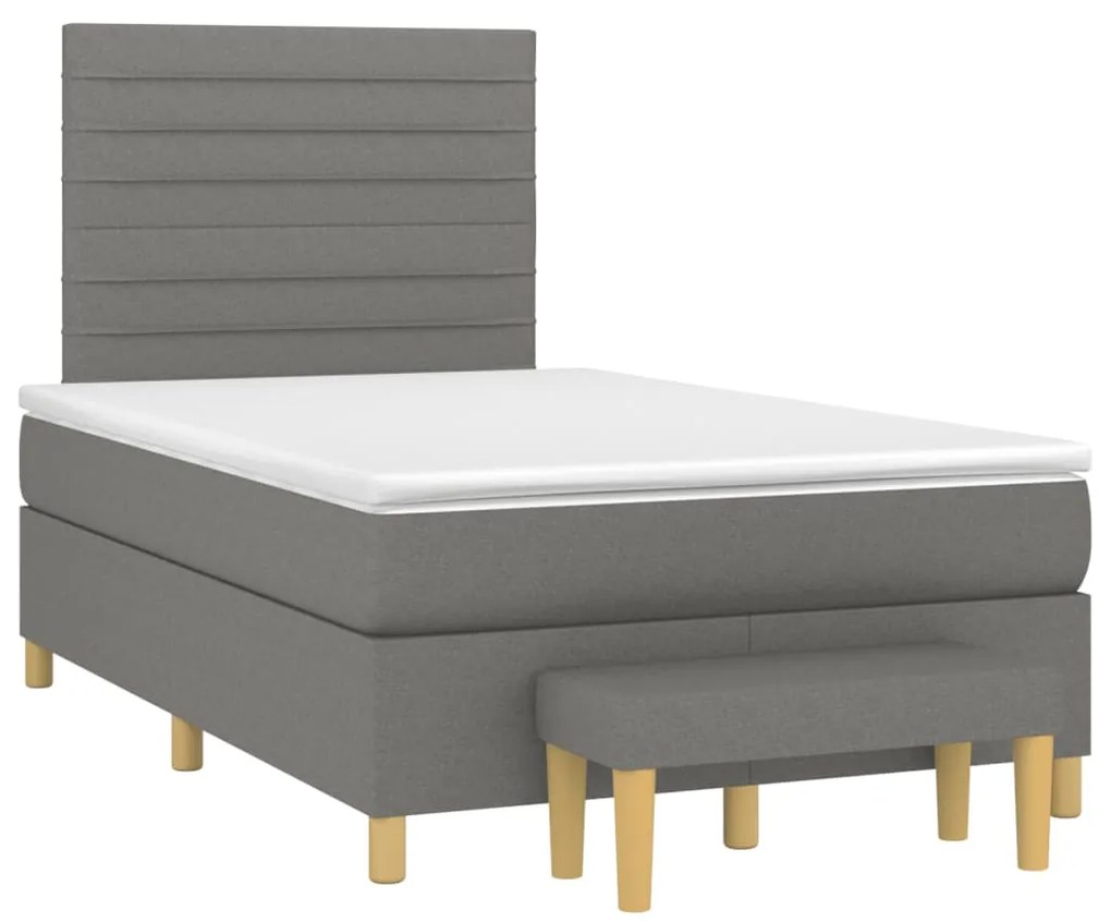 Κρεβάτι Boxspring με Στρώμα Σκούρο Γκρι 120x200 εκ. Υφασμάτινο - Γκρι