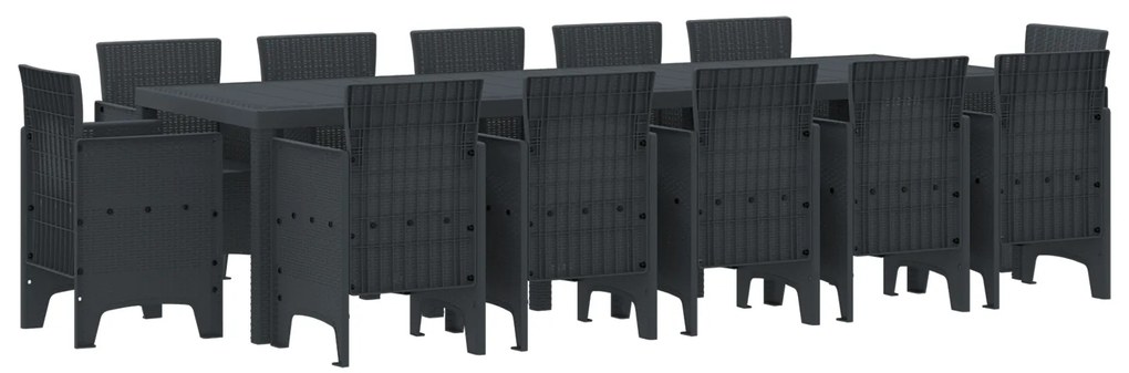 vidaXL Σέτ φαγητού για κήπο 13 pcs Ανθρακί Μεγάλο Πλαστικό