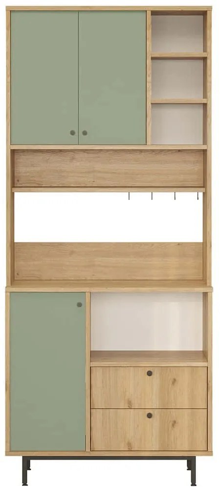 Ντουλάπι Κουζίνας 956LCS3584 88x35,5x205cm Oak-Green Μοριοσανίδα, Μέταλλο