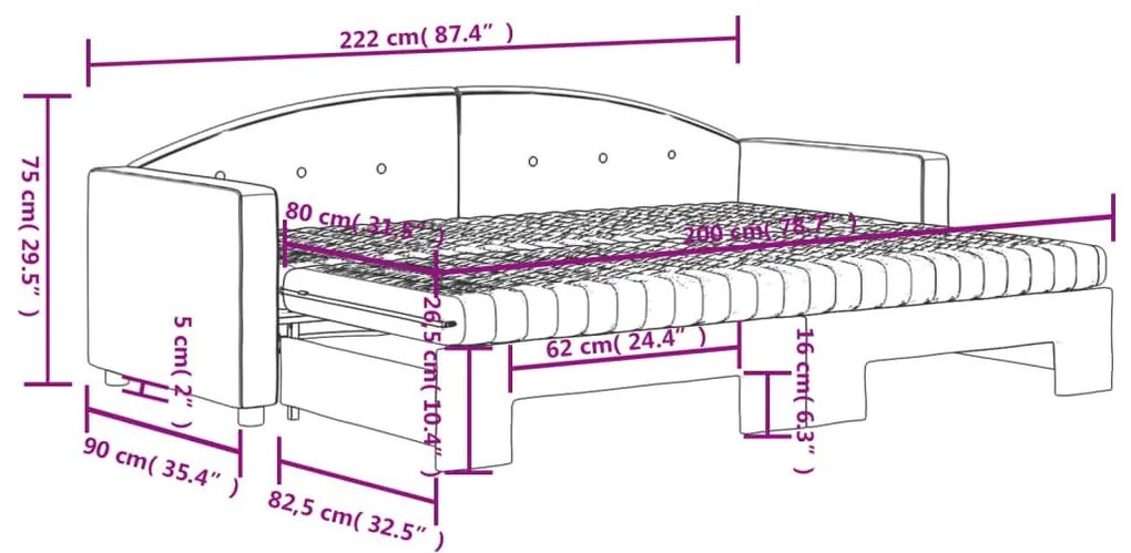 Καναπές Κρεβάτι Συρόμενος Μαύρο 80x200 εκ. Βελούδινος Στρώματα - Μαύρο