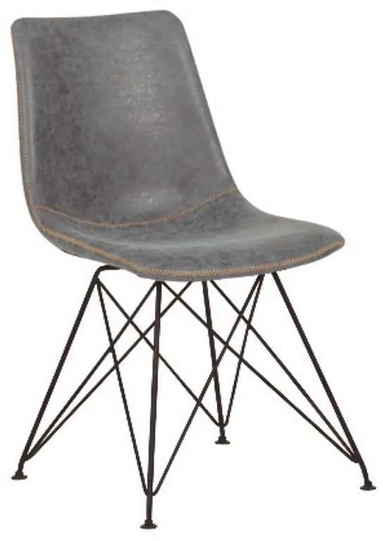 Καρέκλα Μεταλλική Μαύρη/Pu PANTON Vintage Grey 43x57x81cm (Σετ 4 ΤΕΜ)