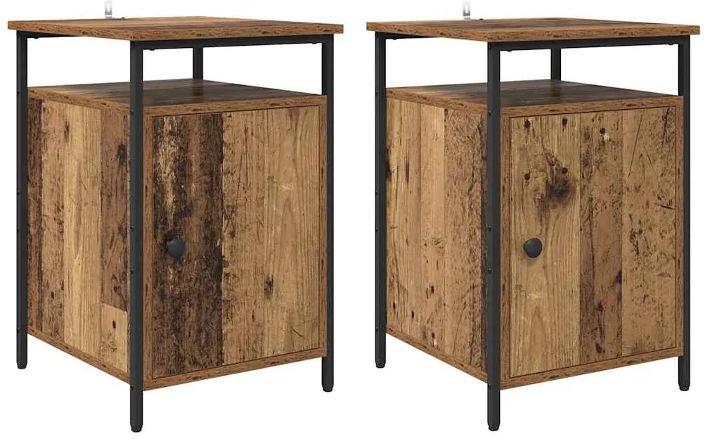 vidaXL Κομοδίνο 2 pcs Παλιό ξύλο 40 x 42 x 60 εκ. Επεξεργασμένο ξύλο