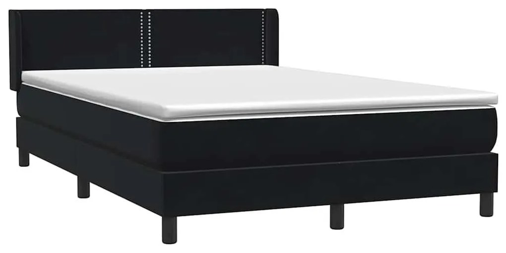 Box Spring Κρεβάτι με στρώμα Μαύρο 160x220 cm Βελούδινο - Μαύρο