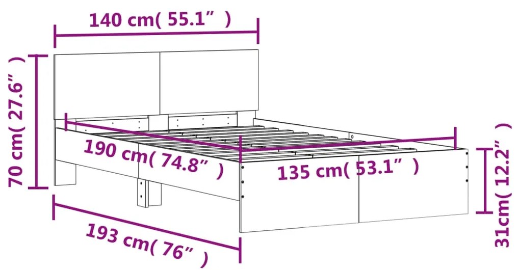 ΠΛΑΙΣΙΟ ΚΡΕΒΑΤΙΟΥ ΜΕ ΚΕΦΑΛΑΡΙ ΓΚΡΙ SONOMA 135X190 ΕΚ. 3207509