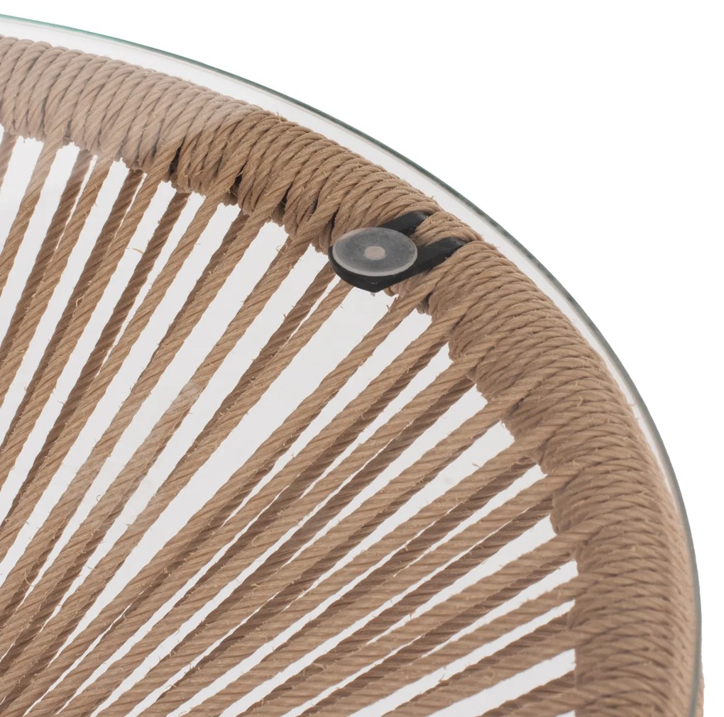 Τραπέζι Βοηθητικό Allegra Μαύρο Μέταλλο Με Twisted Wicker Φυσικό Φ47Χ45Υεκ.