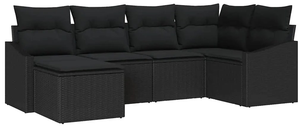 vidaXL Σετ Καναπέ Κήπου 6 pcs Μαύρο Πολυ ράταν