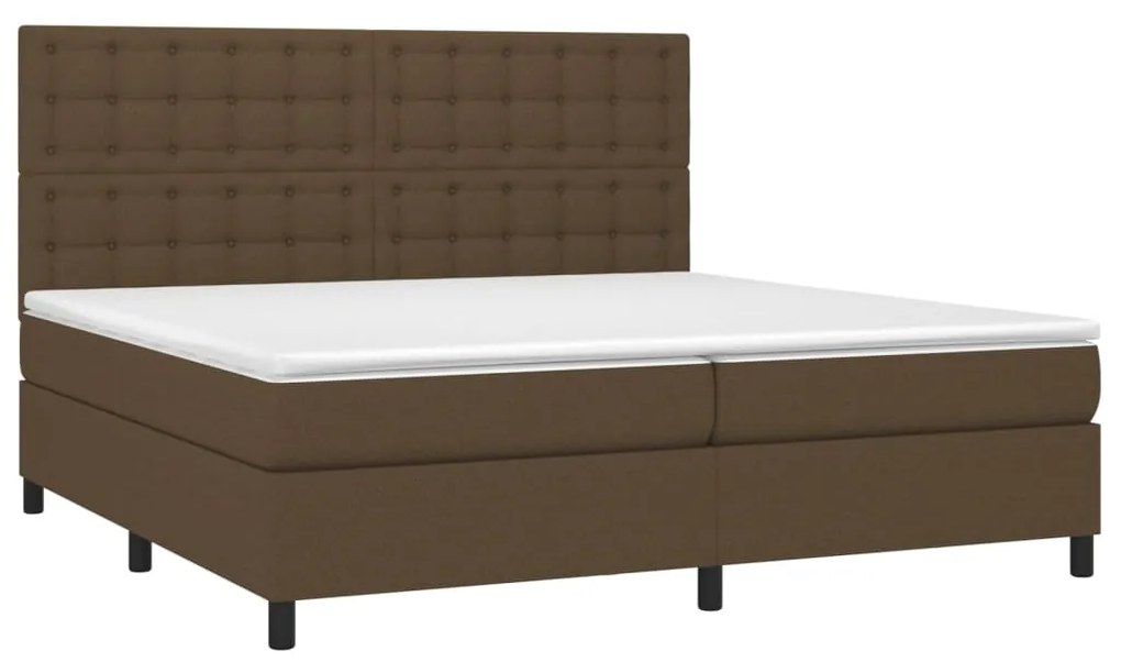 vidaXL Κρεβάτι Boxspring με Στρώμα Σκούρο Καφέ 200x200 εκ. Υφασμάτινο