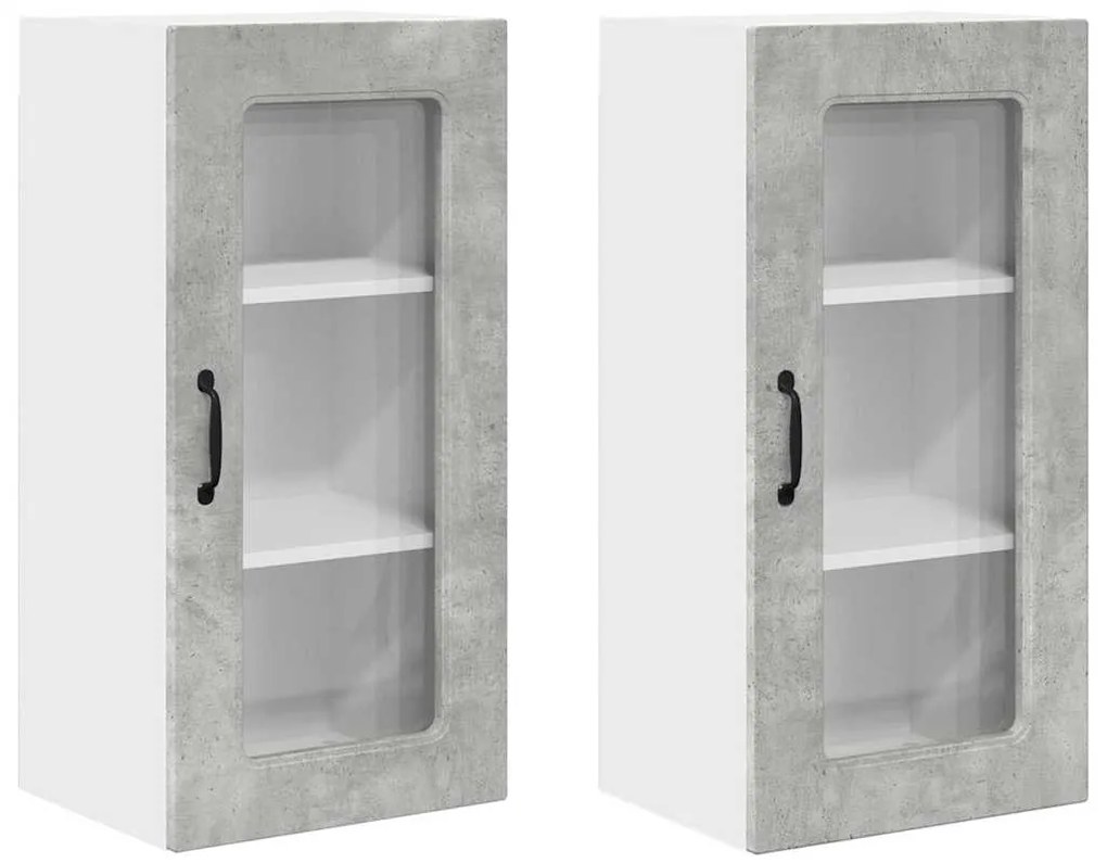 vidaXL Ντουλάπα Κουζίνας με ράφι 2 pcs Σκυρόδεμα Γκρι 40 x 31 x 80 εκ.