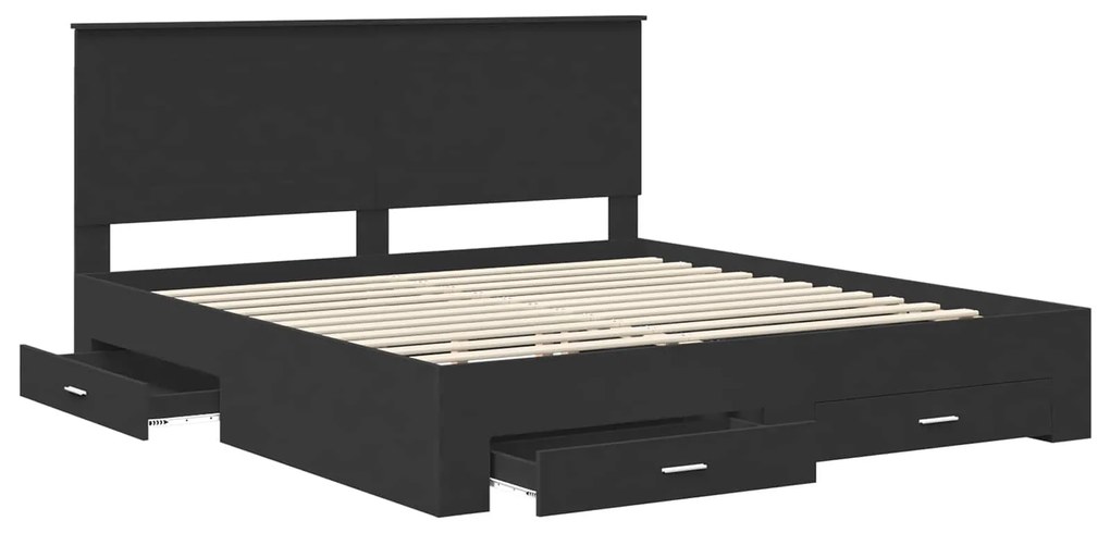 vidaXL Σκελετός Κρεβατιού με κεφαλάρι Μαύρο και Ασημί 200 x 200 cm