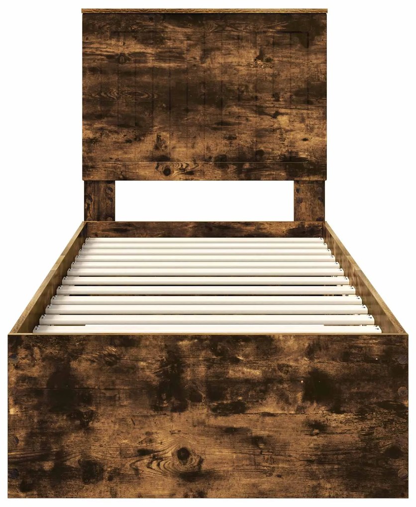 vidaXL Σκελετός Κρεβατιού Καπνιστό Δρύινο και Ασημί 75 x 190 cm