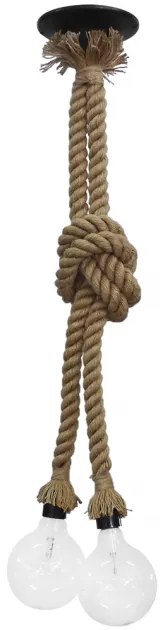 Κρεμαστό Φωτιστικό Οροφής Rope MR-02C 2L σχοινί Heronia 31-0104 Καφέ