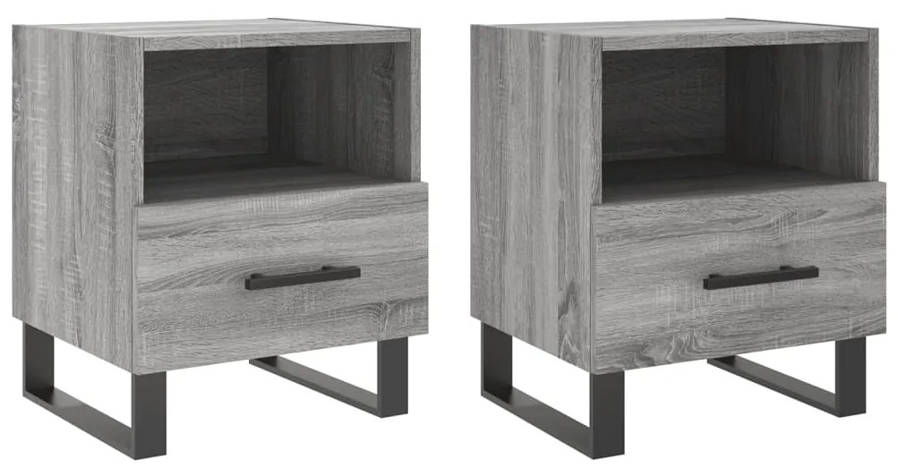 vidaXL Κομοδίνα 2 τεμ. Γκρι Sonoma 40 x 35 x 47,5 εκ. Επεξεργ. Ξύλο