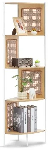 VEVOR Rattan Corner Bookshelf 5-Tier Bamboo Ladder Narrow Shelf Wall Corner Rack