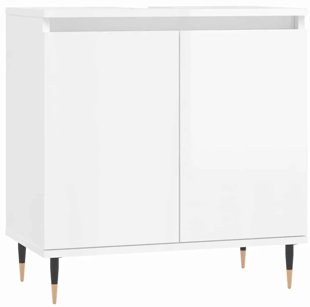 vidaXL Ντουλάπι Μπάνιου Γυαλ. Λευκό 58 x 33 x 60 εκ. από Επεξεργ. Ξύλο