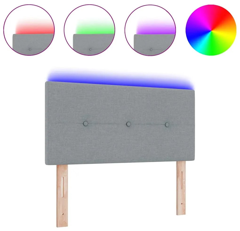 vidaXL LED κεφαλάρι με κεφαλάρι Ανοιχτό γκρι 100 cm Πολυεστέρας