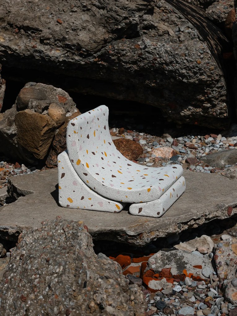 Terrazzo Καρεκλα Moon Υφασμα Μπουκλε / Σενιλ Υπόλευκο