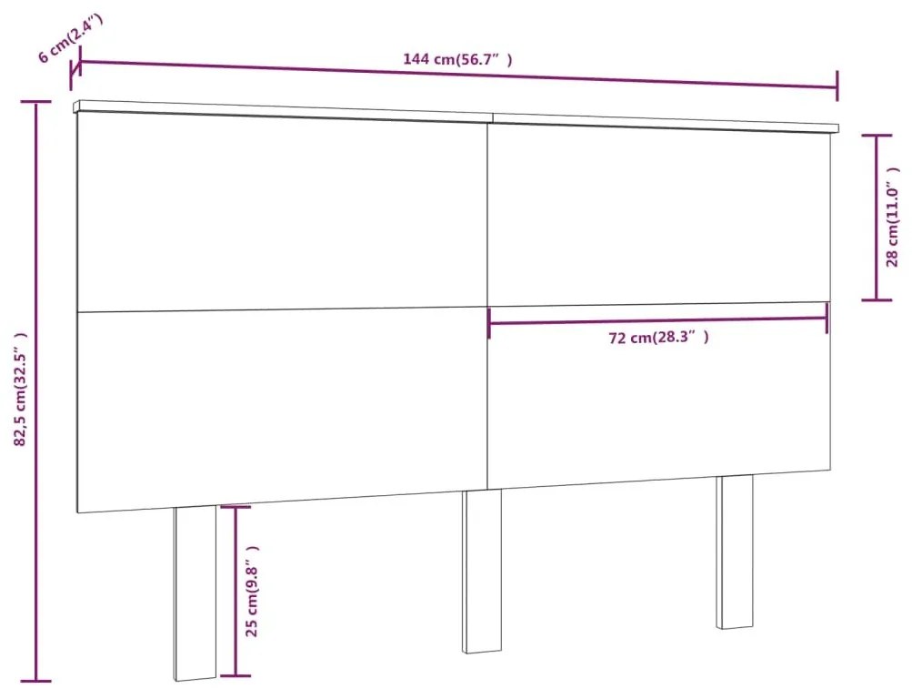 Κεφαλάρι Κρεβατιού Μαύρο 144x6x82,5 εκ. Μασίφ Ξύλο Πεύκου - Μαύρο