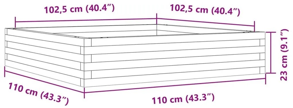 Ζαρντινιέρα Κήπου 110x110x23,5εκ. από Μασίφ Ξύλο Ψευδοτσούγκας - Καφέ